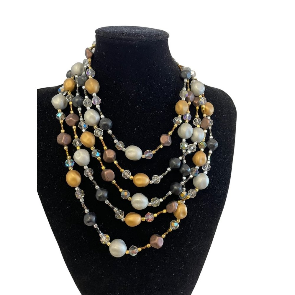Womens Colorful Gold Silver Beads Accessory Baroque Fashion Necklaces 6" L X 15"